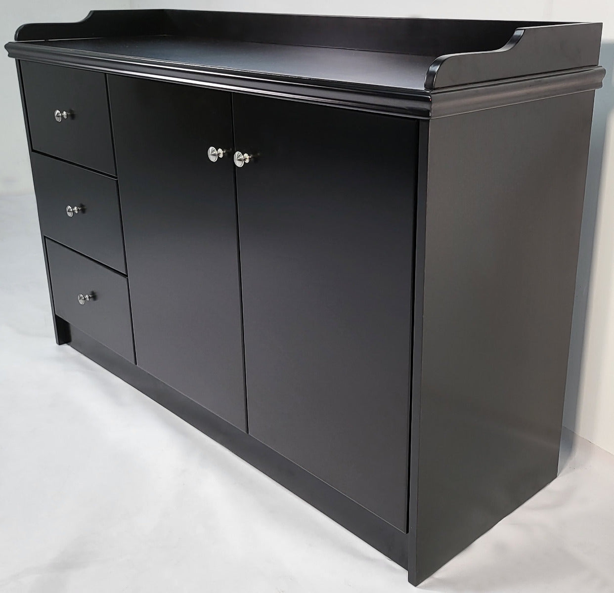 120cm Wide Black Cupboard with Integrated Drawers - 2K01